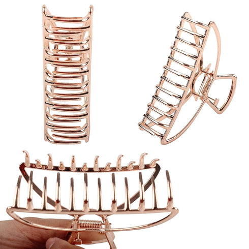 VinBee 3 PACK Large Metal Hair Claw Clips, Hair Catch Barrette Jaw Clamp for Women (4.13 inch)