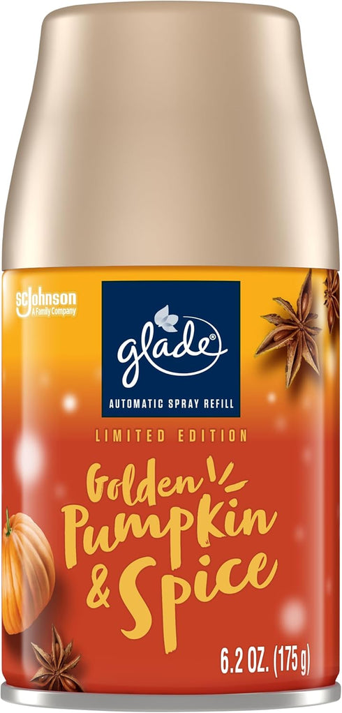 Glade Automatic Spray Refill - Air Freshener for Home & Bathroom, Golden Pumpkin & Spice, Limited Edition, 6.2 Oz