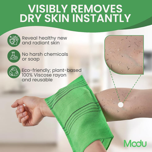 Modu 5 Pcs Korean Exfoliating Mitt Bath Washcloth, 9.1 X 6 in, Large 5 Pcs, Green