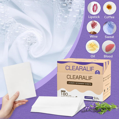 Laundry Detergent Sheets Up to 180 Loads, Fresh Lavender - Eco-Friendly, Great for Travel, Apartments, Dorms