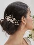 SWEETV Handmade Wedding Hair Comb for Bridal Hair Accessories,Flower Bridal Hair Clip Hair Pieces for Wedding Gold