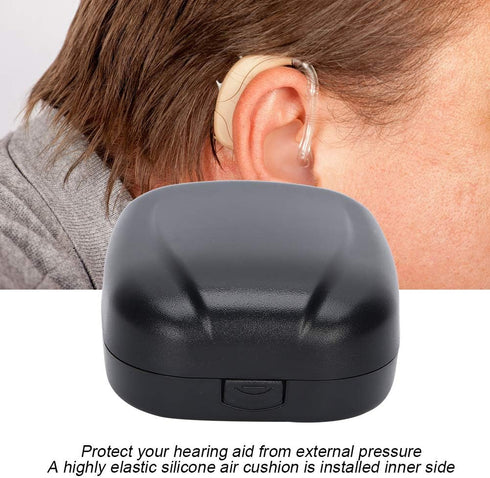 Hearing Aid Case, Hard Pocket Size Waterproof Travel Storage Box for Kids, Adults, Seniors, Black