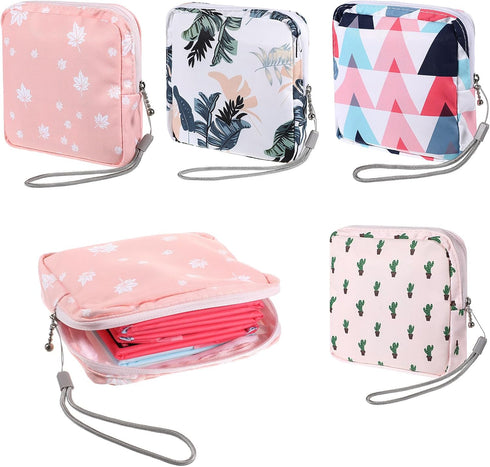 Skrfren 4 Pack Samll Portable Sanitary Napkin Storage Bag, Period Pouch for Purse Sanitary Pad Storage Bag Cute