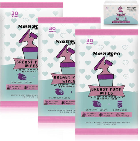 Nmuxyro Breast Pump Wipes, 3 Packs Natural Pump Parts Cleaning On The Go,