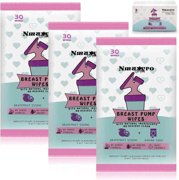 Nmuxyro Breast Pump Wipes, 3 Packs Natural Pump Parts Cleaning On The Go,