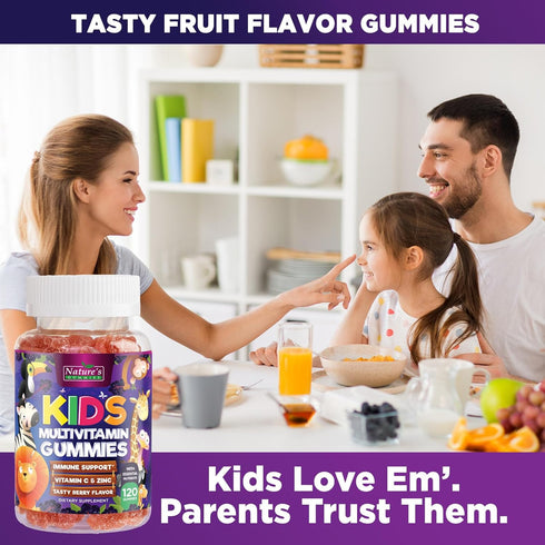 Vitamins for Kids Multivitamin Gummy - 120 Gummies - Strawberry Flavor with Vitamins C, D3 & Zinc for Immune Support