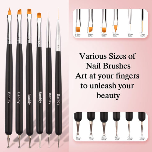Nail Art Brushes Dual-Head Pen Painting Set, Gel Nail Art Design Tools Include Nail Extension Gel Brush, Liner Brush,