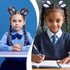 Whaline 6Pcs Back to School Uniform Hair Bow Clips, Navy Blue Plaid Stripe Dot Barrettes for School Hair Accessories