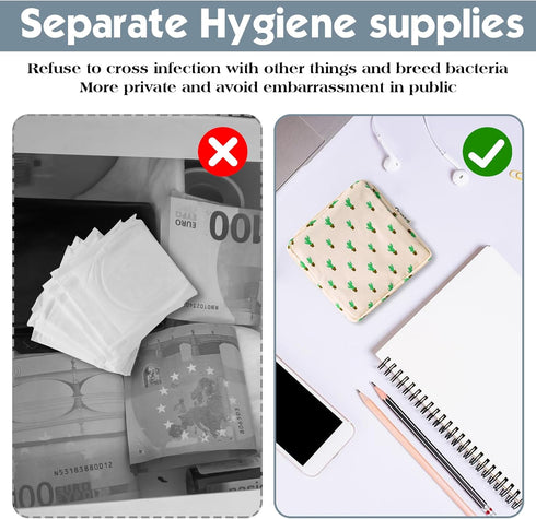 Ymapinc 3Pcs Pad Bags for Period, Sanitary Pad Pouch, Sanitary Napkin Storage Bag, Tampon Holder for Purse, Portable