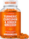 Turmeric Gummies for Adults and Kids - Max Strength Turmeric and Ginger Supplement, Vegan Organic Natural for Overall