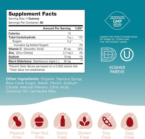 Zahler Chapter One Immune Support Gummies for Kids with Vitamins C, Zinc & Black Elderberry - 60 Flavored Gummies