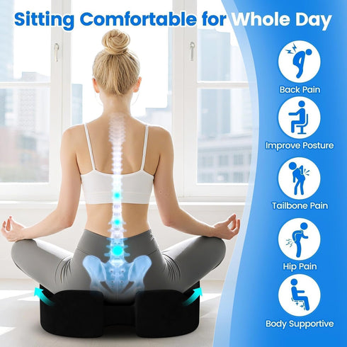 SofterCharm Tailbone/Sciatica Seat Cushion, Memory Foam Chair Cushions for Easing, Chair Pillow with Handles for Car