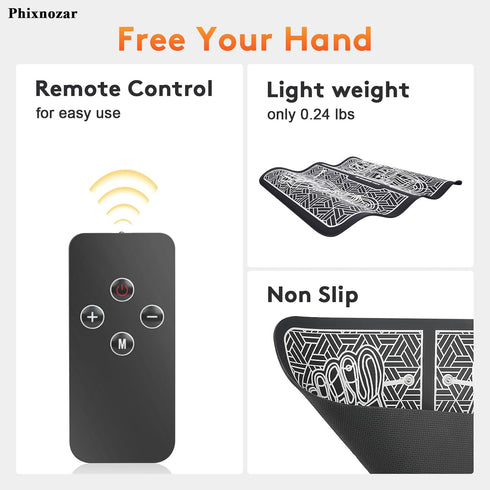 Phixnozar TENS & PMS, Transcutaneous Electronic Nerve Stimulator, EMS Foot Massager Mat for Muscle Relaxation,Back