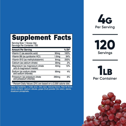 Nutricost Electrolyte Complex Powder (Grape, 120 Servings) - Hydration Supplement Drink Mix with Vitamins