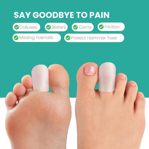 Welnove Gel Toe Cap and Protector, 12-Pack Aloe Vera Infused Silicone Toe Covers for Pain Relief