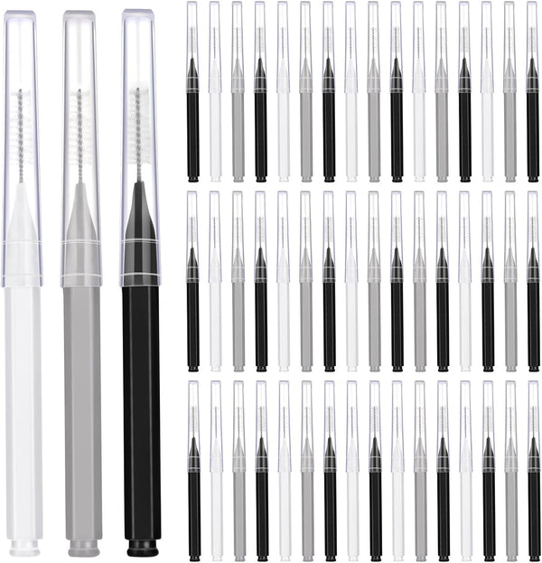 Patelai 50 Pieces Braces Brush for Cleaner Interdental Tooth Flossing Tool (Black, White, Gray)