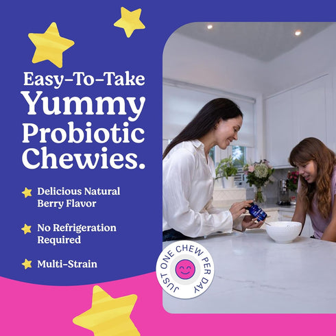 LOVEBUG Probiotics for Kids – Sugar-Free Probiotic Chewables with Prebiotic Fiber for Age 4+, 30 ct