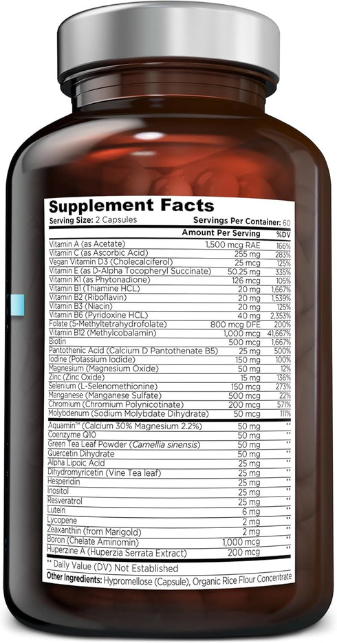 OmniBiotics Ultimate Daily Multivitamin for Women & Men, 120 Vegan Capsules with 34 Essential Ingredients