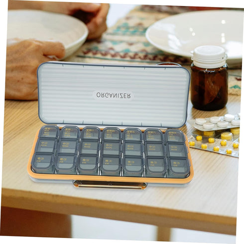 Portable Weekly Pill Organizer Compact Travel Medication Holder Compartments Material Lightweight Design for Easy