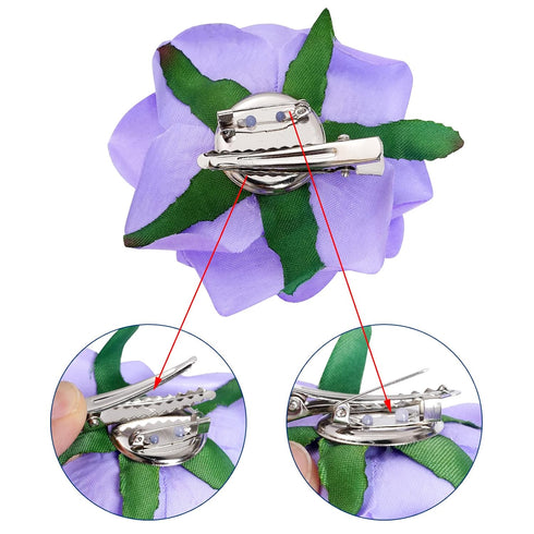 Rose Hair Clip - 4 Pcs Fabric Flower Hairpins, Mexican Hair Flowers for Women Girls Wedding Party (Purple)