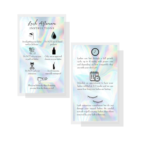 Lash Extension Aftercare Cards, 50 Pack, Business Card Size 3.5 x 2" inches After Care (2-3 Week Fillers),