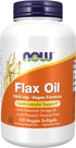 NOW Supplements Flax Oil 1000 mg, Cold Pressed, Hexane Free, Vegan Formula, 120 Veg Softgels, Essential Omega-3s