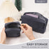 MAGEFY 2 Pcs Corduroy Makeup Bag Set, Mini Big Travel Pouch with Slip-in Pockets, Eco-Friendly, Black
