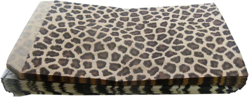 N'icePackaging 50 Qty 5" x 7" Cheetah Leopard Print Flat Paper Gift Bags for Candy, Cookies, Party Favors