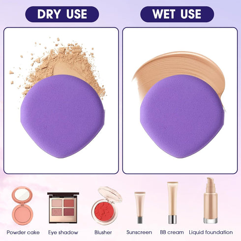 7Pcs Korean Makeup Sponge Puff Set for Foundation, Concealer, and Setting Powder, Teardrop Blender