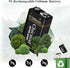 9V Batteries 2 Pack - 9V Rechargeable Lithium Ion Battery 1200mAh for Microphone or Smoke Detector