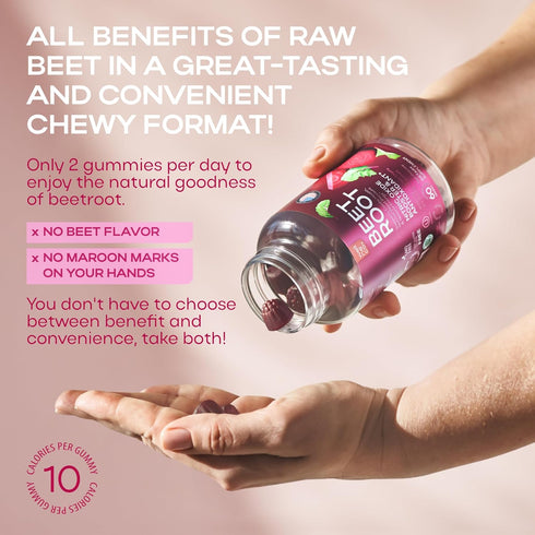 Nitric Oxide Supplements Gummies for Men and Women - Beet Chews with Tart Cherry Extract 4000 mg - Non-GMO, Pectin Based