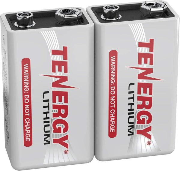 Tenergy 9V Lithium Batteries, 1200mAh Non-Rechargeable, 10 Years Shelf Life, 2 Pack