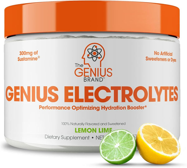 The Genius Brand Genius Electrolytes Powder, Supports Hydration, Energy, Endurance, Muscle Growth & Recovery, Lemon