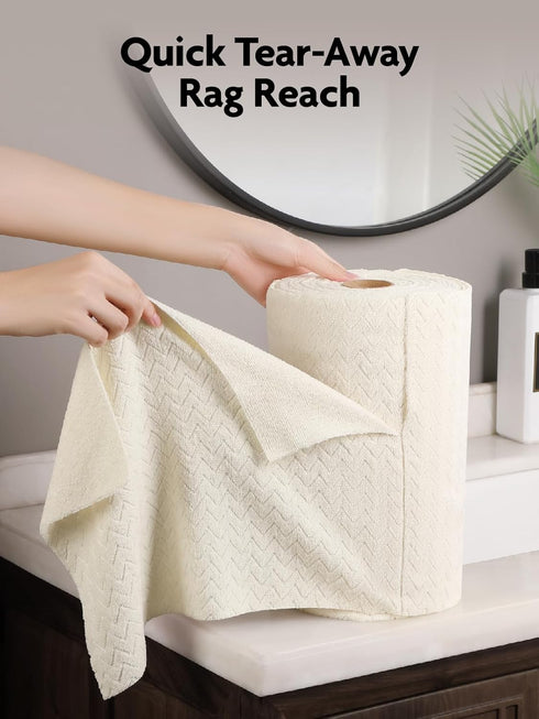 Microfiber Cleaning Cloth Roll, -50 Pack, 12" x 16"- Tear Away Towels, Reusable Washable Rags (Beige Ripple) by Fantasticlean