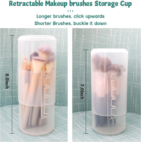 OCHEAL Retractable Makeup Brush Holders, Clear Travel Makeup Brush Case, Dustproof Storage for Women and Girls Makeup