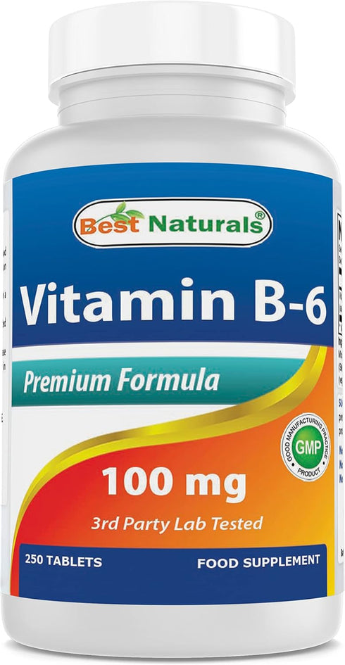 Best Naturals 100 mg Vitamin B6 Tablet, 250 Count