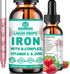 Liquid Iron Supplement w/Vitamin C, B-Complex, High Potency Iron Liquid w. Multivitamin,