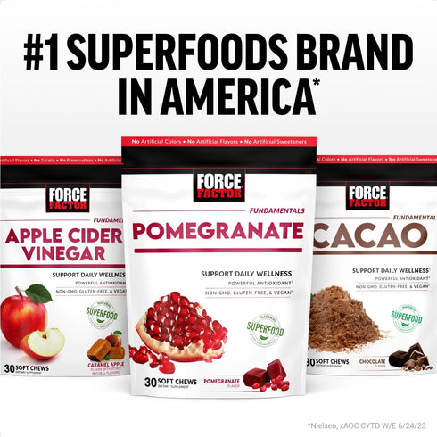 Force Factor Pomegranate Soft Chews for Healthy Aging, 30 Soft Chews, Non-GMO, Vegan