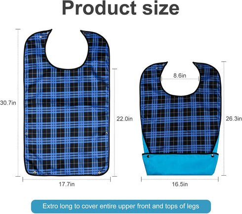 VOPHIA Washable Adult Bibs for Women - Reusable Waterproof Clothing Protector with Crumb Catcher Option