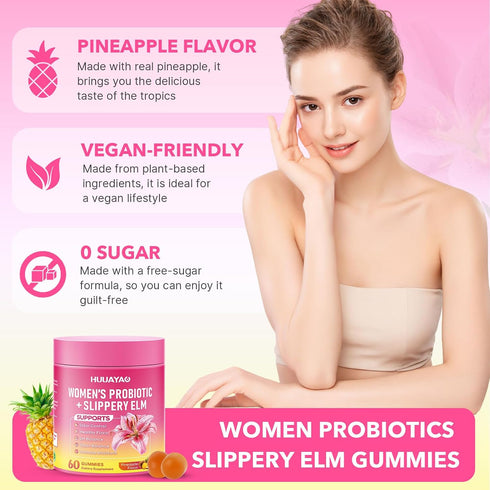 Gummies Gummies Immune 60 Count Her Juicy Feminine Probiotics - Women's Probiotic Slippery Elm Support pH Balance, Gut