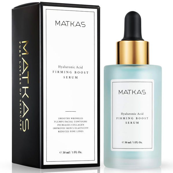 MATKAS Korean Triple Pure Hyaluronic Acid Serum + 2% Niacinamide B3 + Vitamin B5 + 8 Peptides for Deep Hydration and