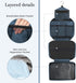 Maliton Large Toiletry Bag for Men & Women, Waterproof Hanging Hygiene Bag with 4 Compartments (Navy Blue)