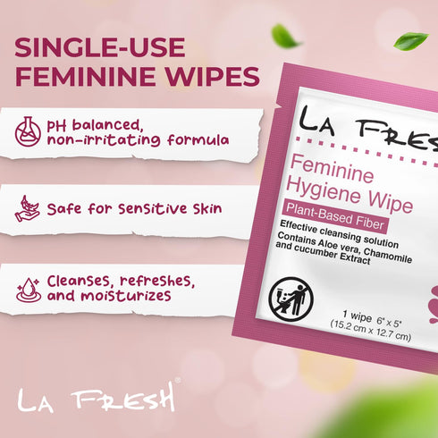 Pack 50 LA Fresh Feminine Wipes with Aloe Vera, Chamomile Extract, Cucumber, and Vitamin E - of ct Wipes for Women