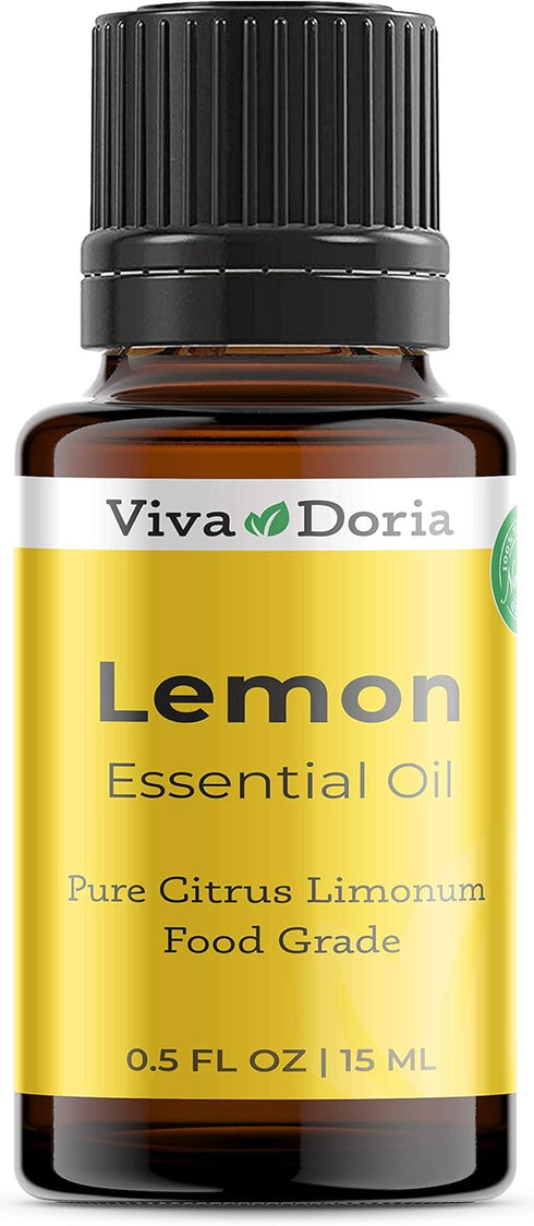 Viva Doria 100% Pure Lemon Essential Oil - Undiluted Food Grade Southwest USA Lemon Oil, 15 mL