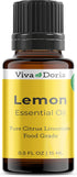 Viva Doria 100% Pure Lemon Essential Oil - Undiluted Food Grade Southwest USA Lemon Oil, 15 mL