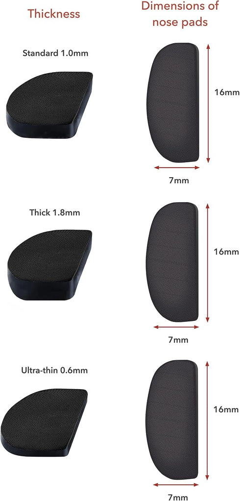 Setex Gecko Grip Anti Slip Eyeglass Nose Pads, Bulk Pack 15 Black Pair, USA Made