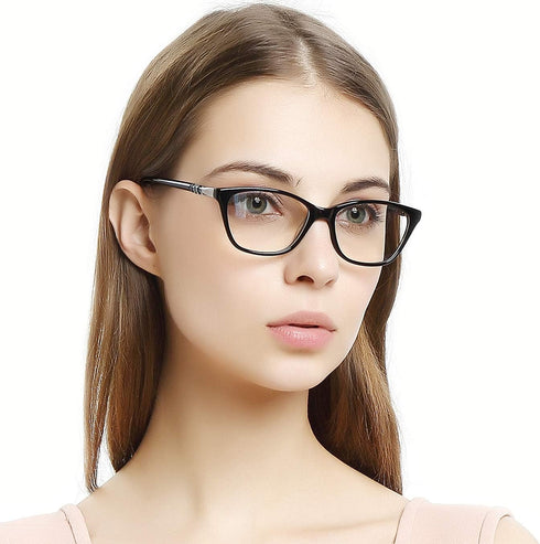 OCCI CHIARI Thin TR90 Rectangular Anti Blue-Ray Reading Glasses for Women (D-Black, 3.0) - 1.0 to 3.0