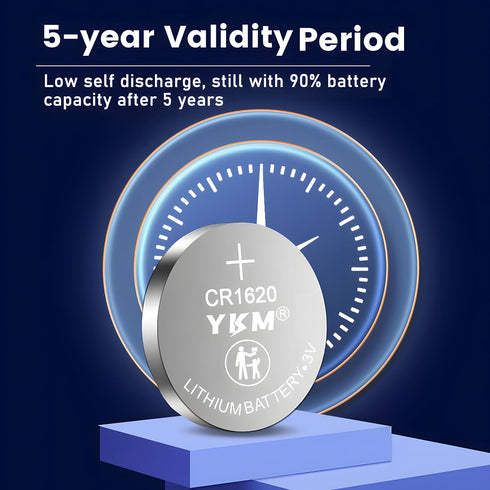 5PCS CR1620 DL1620 BR1620 80mAh Long Lasting 3V Lithium Battery for Car Key Fobs and Watches