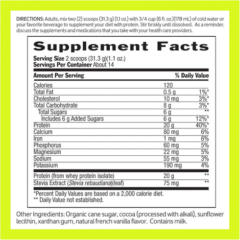 Biochem Whey Protein Powder, 20g Protein for Muscle Support, Chocolate, 15.4 oz