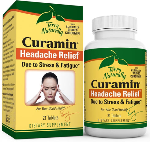 Terry Naturally Curamin Headache - 21 Tablets (Travel Size) with Curcumin & Boswellia - Non-GMO, Vegan, Gluten Free,